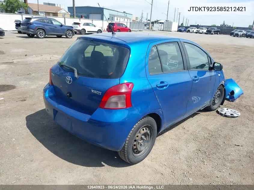2008 Toyota Yaris VIN: JTDKT923585212421 Lot: 12640923