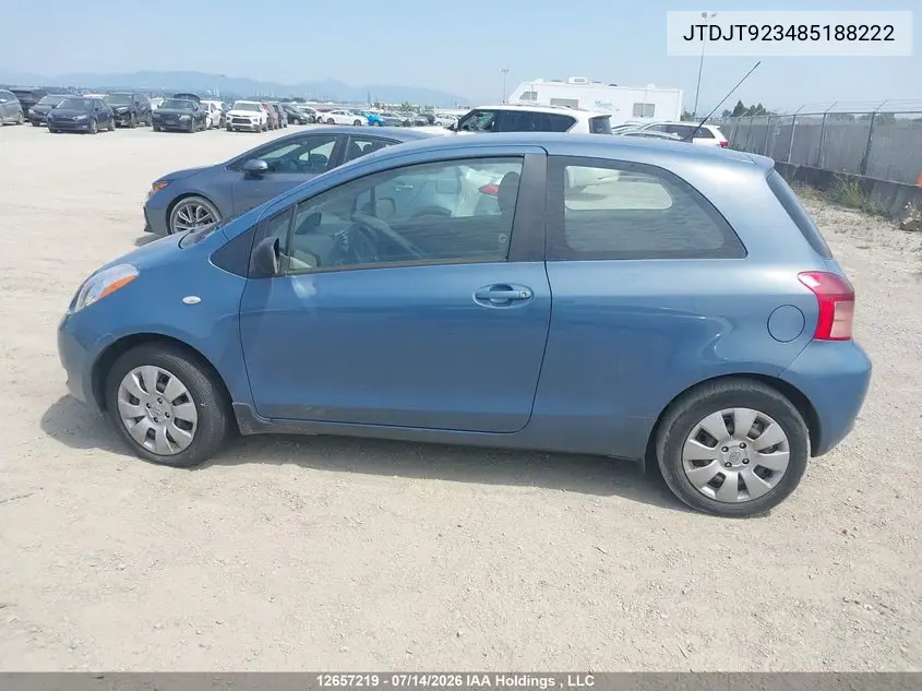 2008 Toyota Yaris VIN: JTDJT923485188222 Lot: 12657219