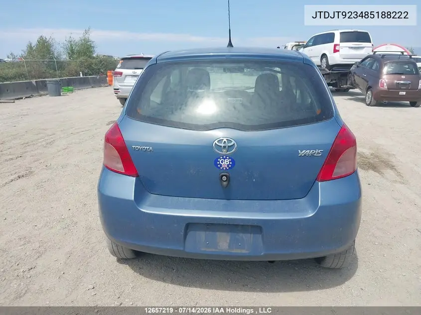 2008 Toyota Yaris VIN: JTDJT923485188222 Lot: 12657219