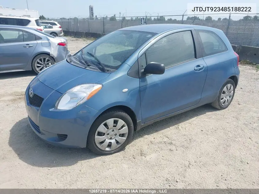2008 Toyota Yaris VIN: JTDJT923485188222 Lot: 12657219
