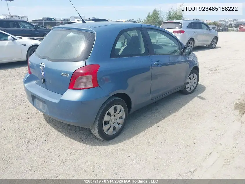 2008 Toyota Yaris VIN: JTDJT923485188222 Lot: 12657219