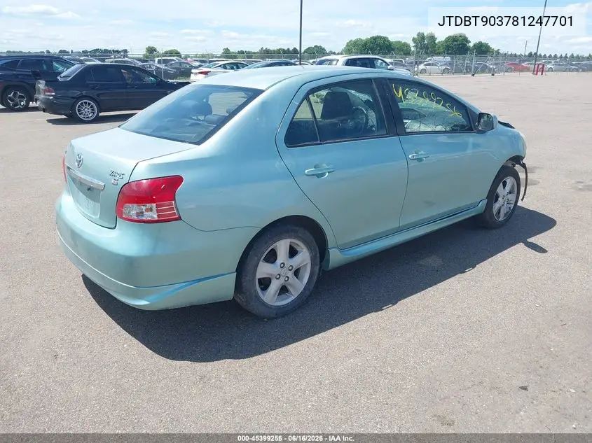 2008 Toyota Yaris S VIN: JTDBT903781247701 Lot: 45399256
