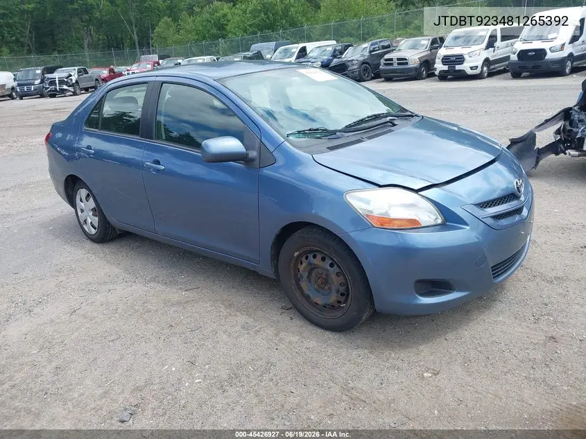 2008 Toyota Yaris VIN: JTDBT923481265392 Lot: 45426927