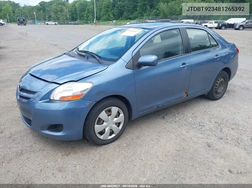 2008 Toyota Yaris VIN: JTDBT923481265392 Lot: 45426927