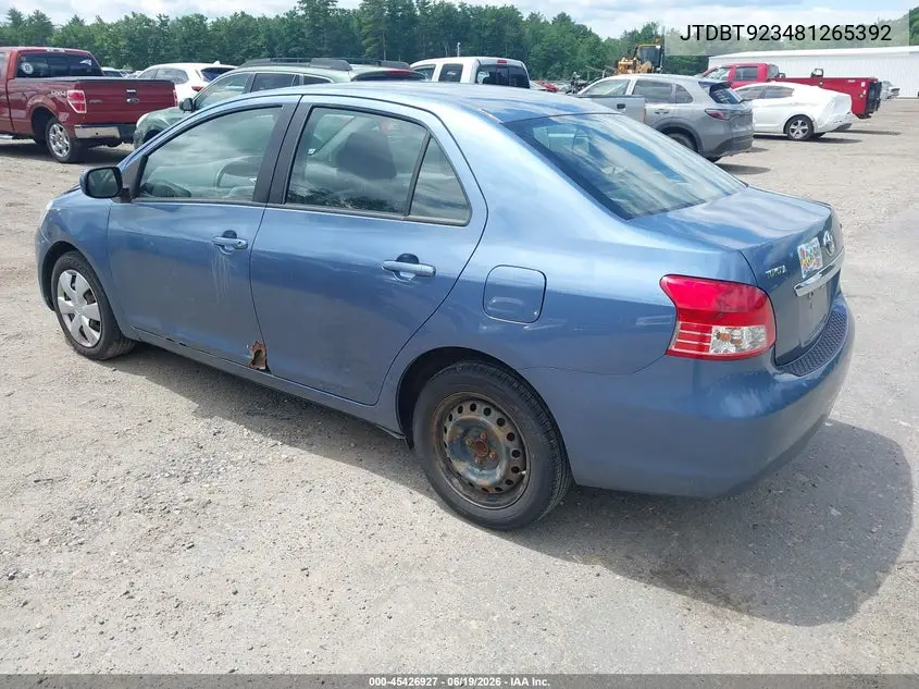 2008 Toyota Yaris VIN: JTDBT923481265392 Lot: 45426927