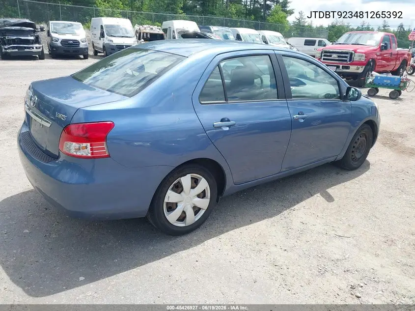 2008 Toyota Yaris VIN: JTDBT923481265392 Lot: 45426927