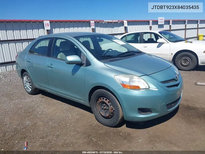 2008 Toyota Yaris VIN: JTDBT923X84035435 Lot: 45534875