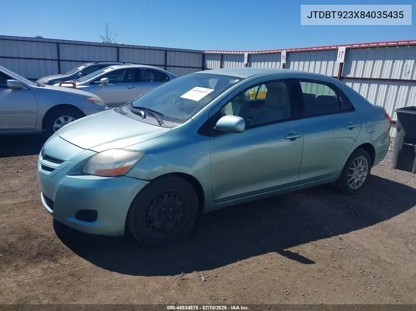 2008 Toyota Yaris VIN: JTDBT923X84035435 Lot: 45534875
