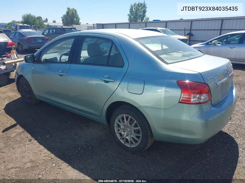2008 Toyota Yaris VIN: JTDBT923X84035435 Lot: 45534875
