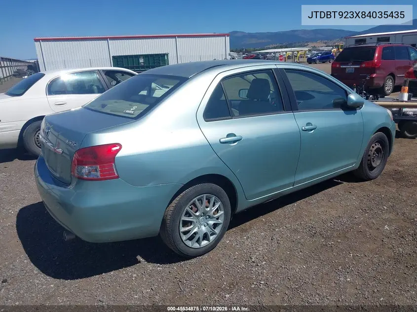 2008 Toyota Yaris VIN: JTDBT923X84035435 Lot: 45534875