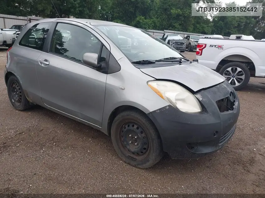 2008 Toyota Yaris VIN: JTDJT923385152442 Lot: 45559239