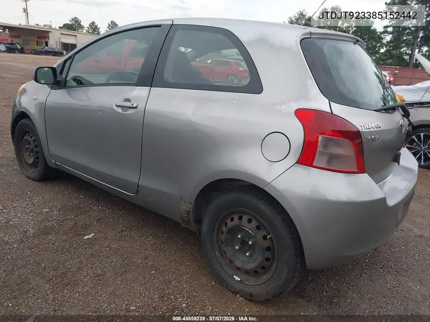 2008 Toyota Yaris VIN: JTDJT923385152442 Lot: 45559239