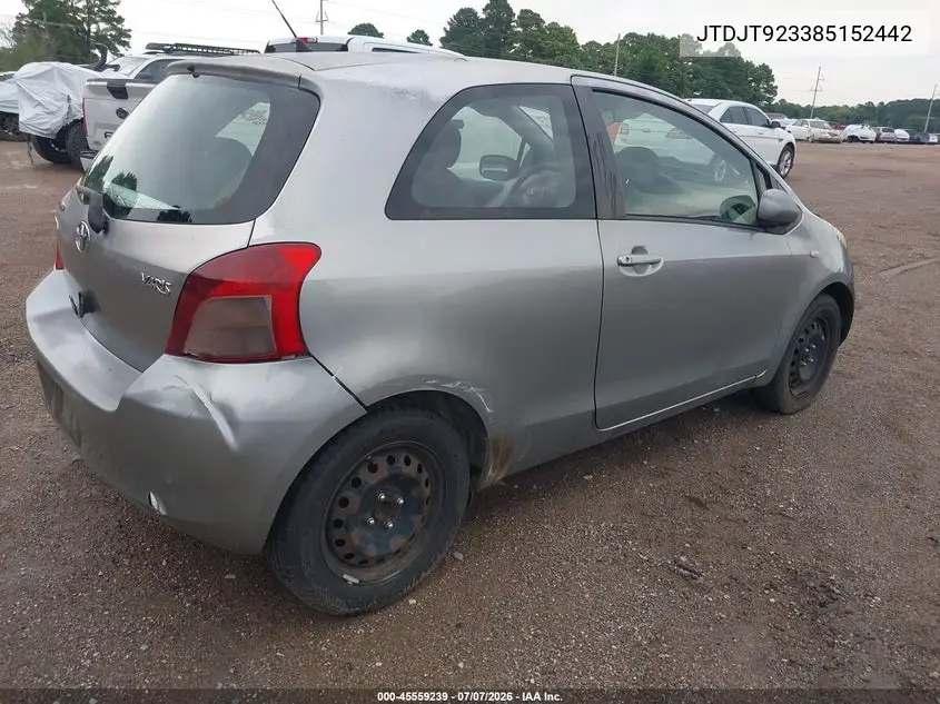 2008 Toyota Yaris VIN: JTDJT923385152442 Lot: 45559239