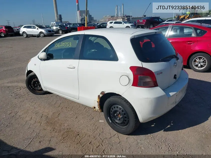 2008 Toyota Yaris VIN: JTDJT923385140436 Lot: 45620753