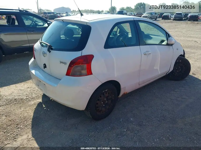 2008 Toyota Yaris VIN: JTDJT923385140436 Lot: 45620753