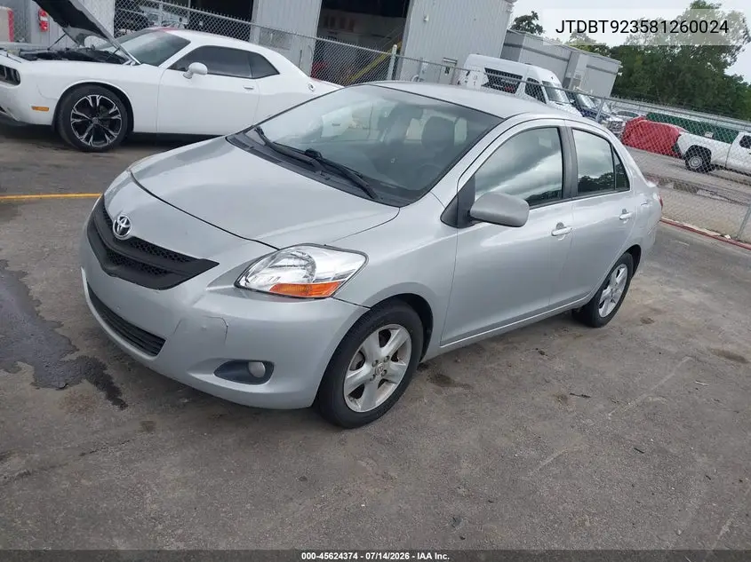 2008 Toyota Yaris VIN: JTDBT923581260024 Lot: 45624374
