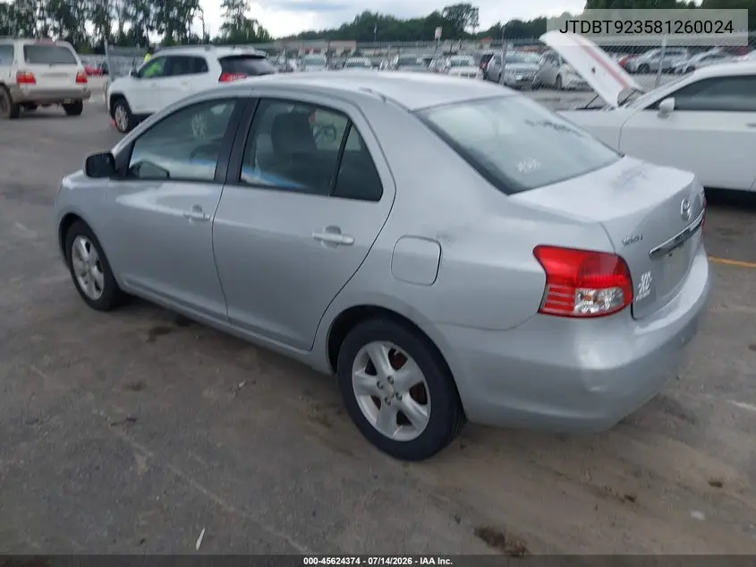 2008 Toyota Yaris VIN: JTDBT923581260024 Lot: 45624374