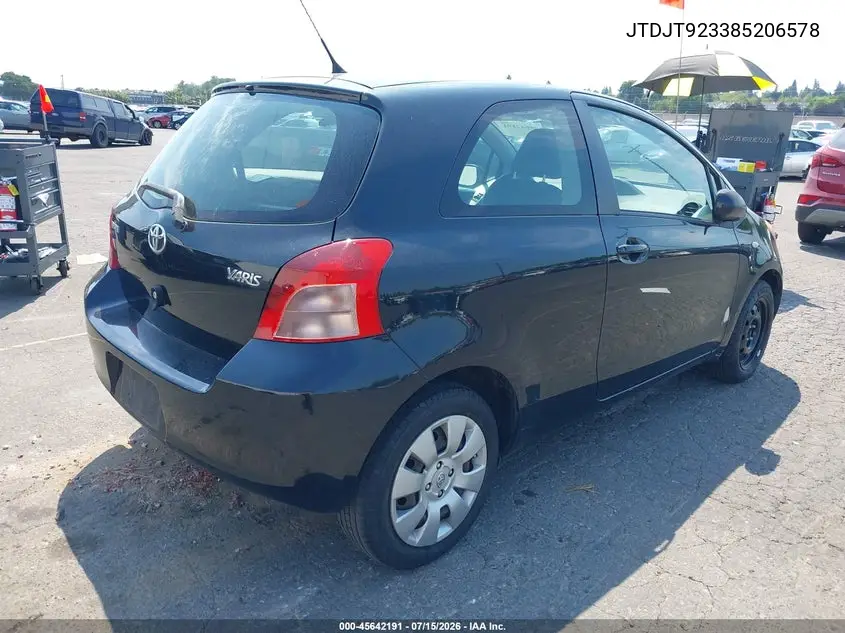 2008 Toyota Yaris VIN: JTDJT923385206578 Lot: 45642191