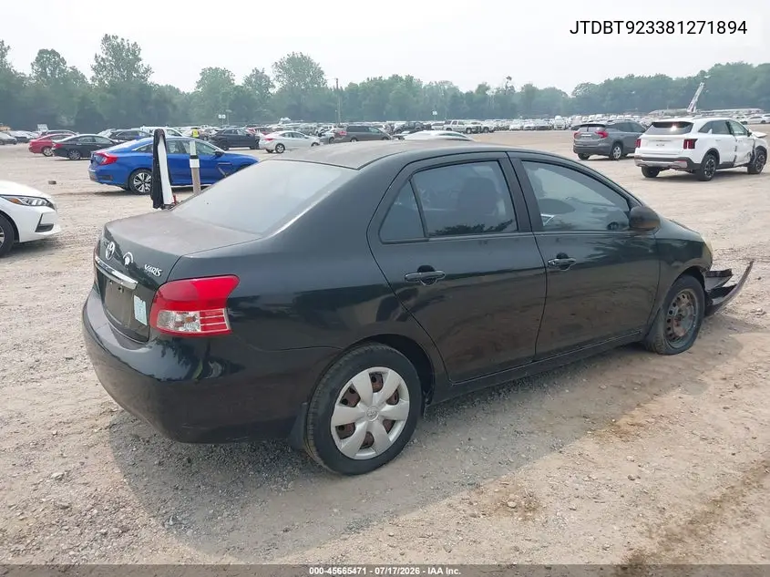 2008 Toyota Yaris VIN: JTDBT923381271894 Lot: 45665471