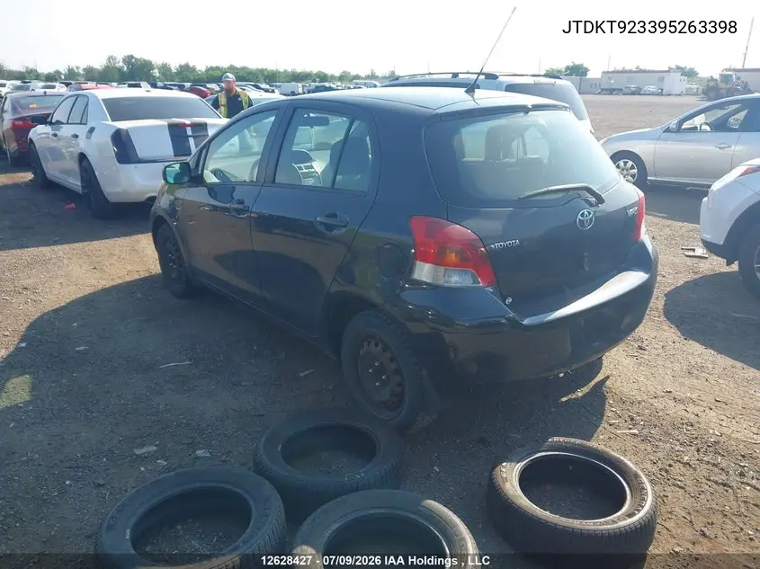 2009 Toyota Yaris VIN: JTDKT923395263398 Lot: 12628427