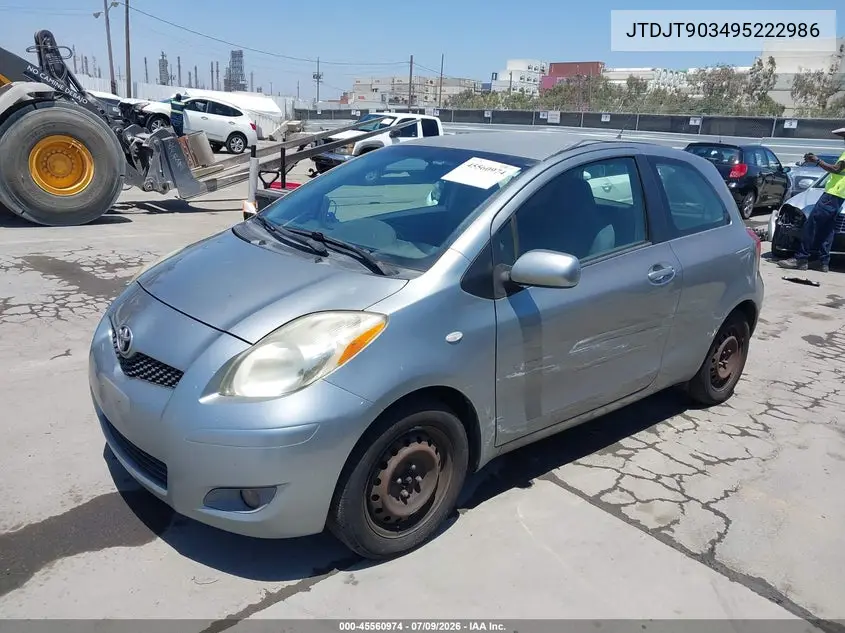 2009 Toyota Yaris VIN: JTDJT903495222986 Lot: 45560974