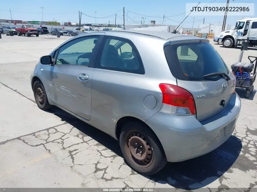 2009 Toyota Yaris VIN: JTDJT903495222986 Lot: 45560974