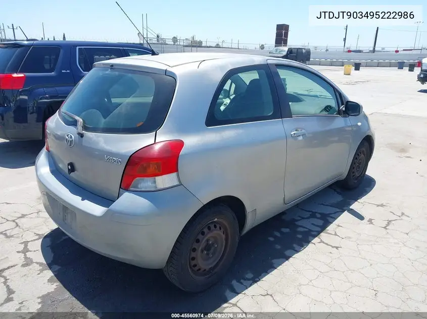 2009 Toyota Yaris VIN: JTDJT903495222986 Lot: 45560974