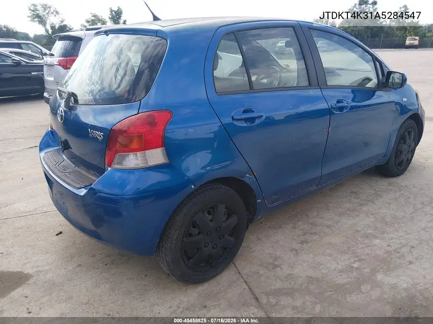 2010 Toyota Yaris VIN: JTDKT4K31A5284547 Lot: 45458825