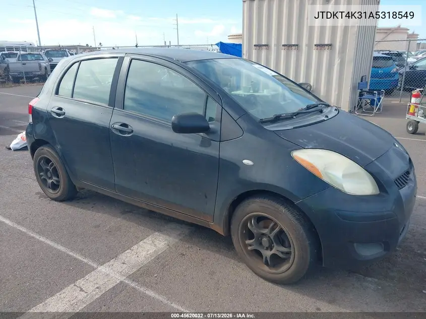 2010 Toyota Yaris VIN: JTDKT4K31A5318549 Lot: 45620032