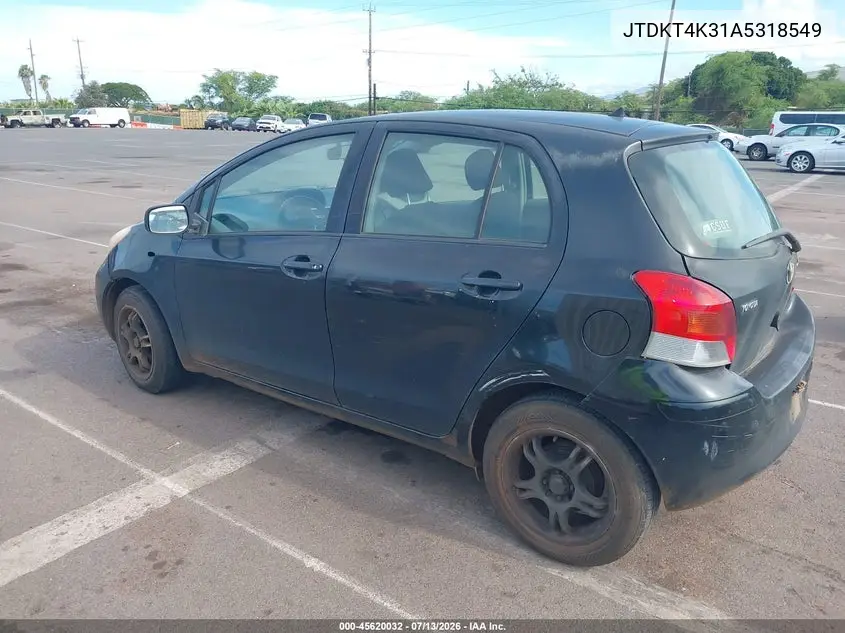 2010 Toyota Yaris VIN: JTDKT4K31A5318549 Lot: 45620032