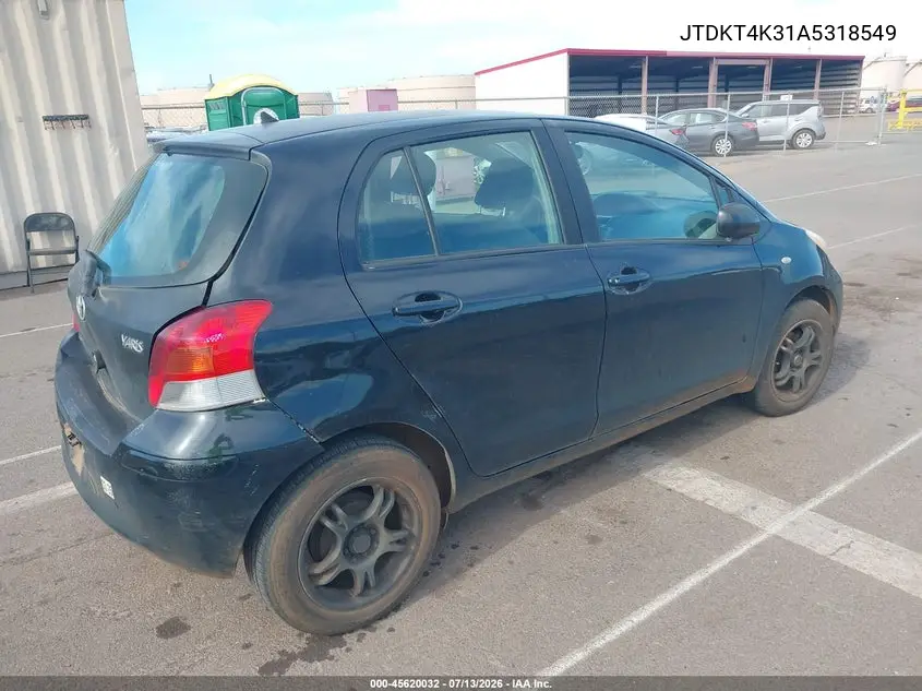 2010 Toyota Yaris VIN: JTDKT4K31A5318549 Lot: 45620032