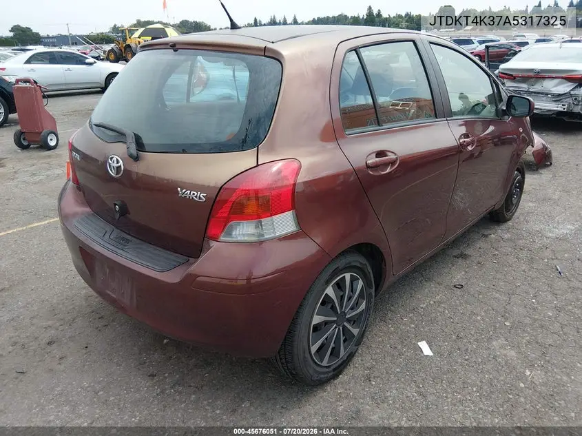 2010 Toyota Yaris VIN: JTDKT4K37A5317325 Lot: 45676051