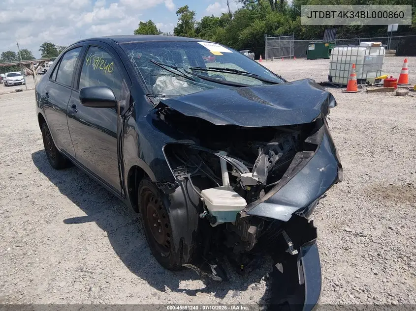 2011 Toyota Yaris VIN: JTDBT4K34BL000860 Lot: 45591240