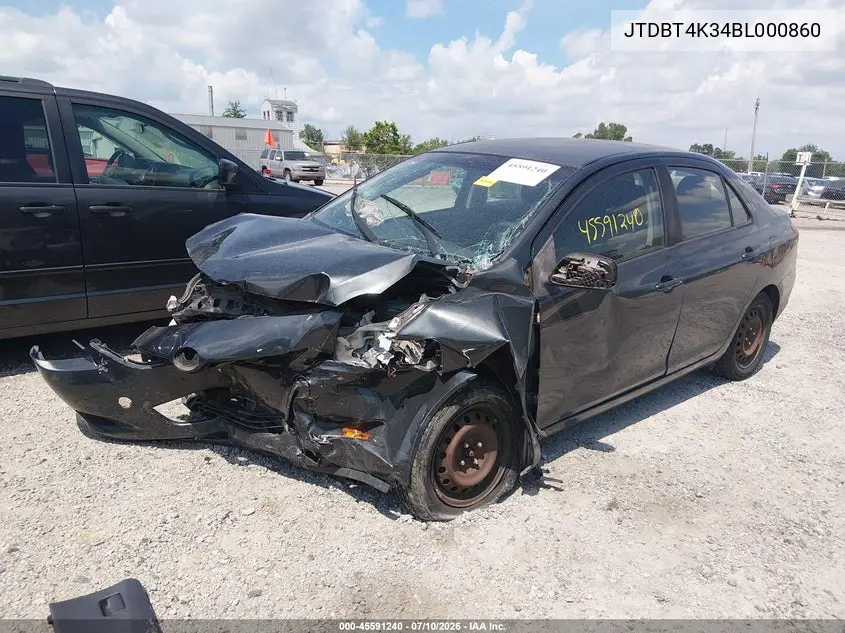 2011 Toyota Yaris VIN: JTDBT4K34BL000860 Lot: 45591240
