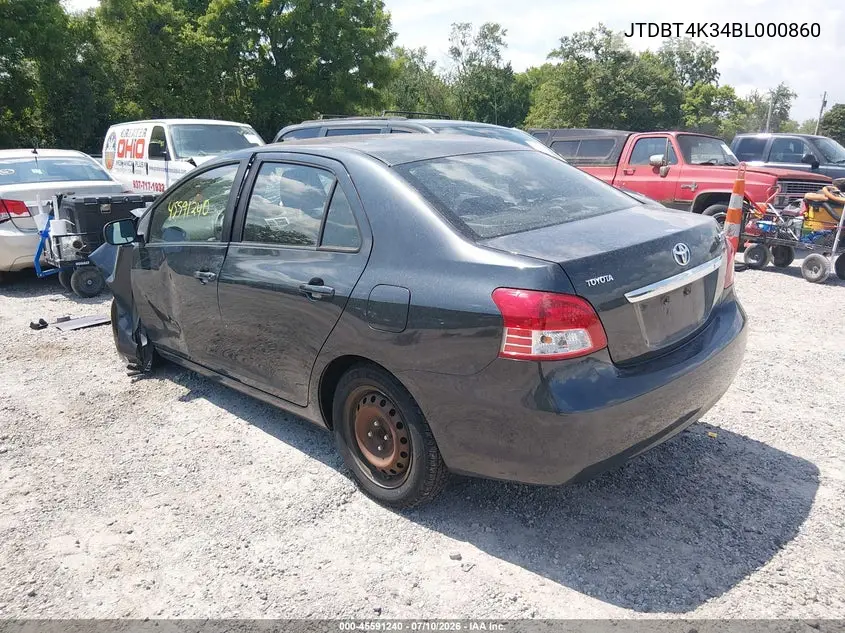 2011 Toyota Yaris VIN: JTDBT4K34BL000860 Lot: 45591240