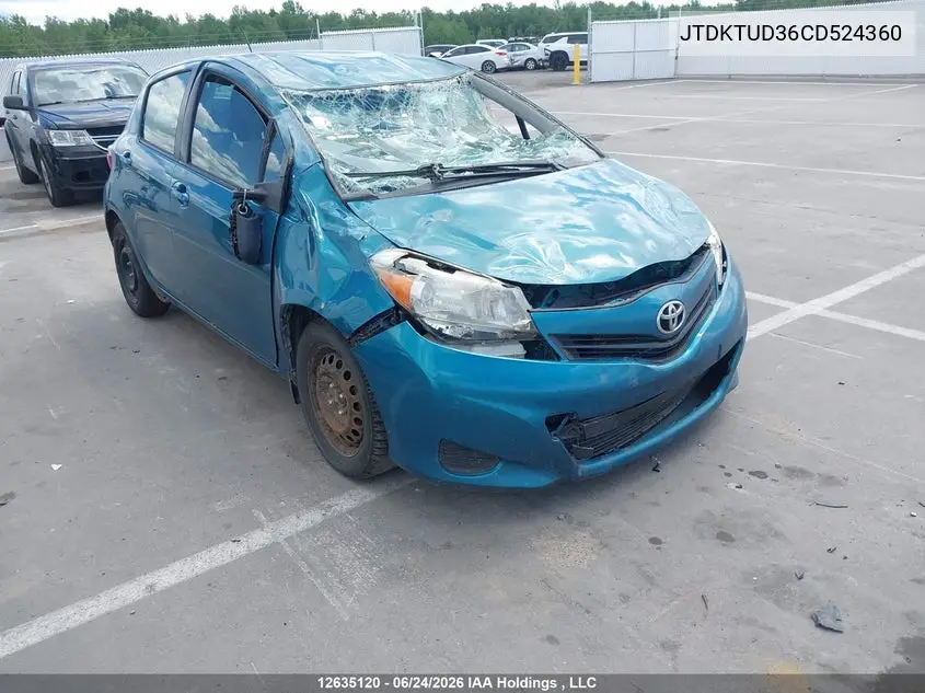 2012 Toyota Yaris Le VIN: JTDKTUD36CD524360 Lot: 12635120