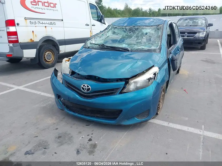 2012 Toyota Yaris Le VIN: JTDKTUD36CD524360 Lot: 12635120