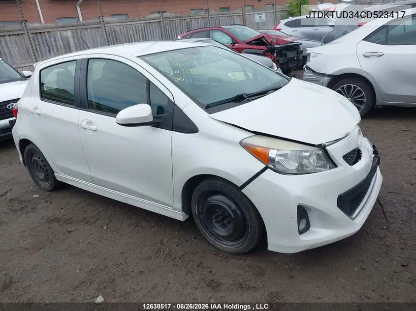 2012 Toyota Yaris VIN: JTDKTUD34CD523417 Lot: 12638517X