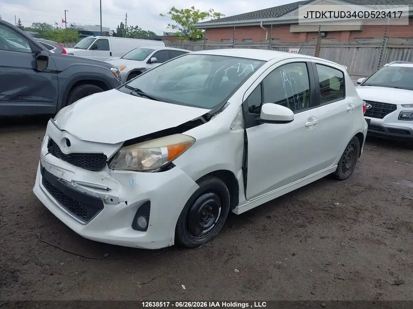 2012 Toyota Yaris VIN: JTDKTUD34CD523417 Lot: 12638517X