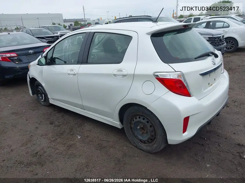 2012 Toyota Yaris VIN: JTDKTUD34CD523417 Lot: 12638517X