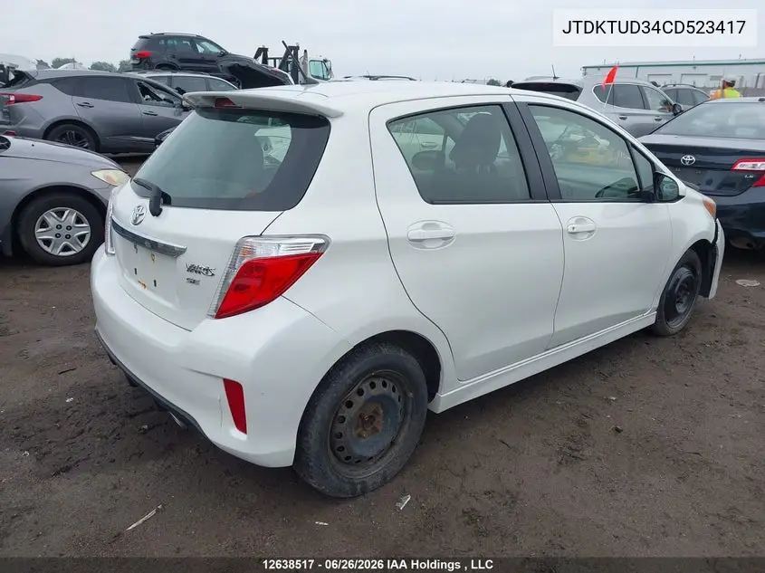2012 Toyota Yaris VIN: JTDKTUD34CD523417 Lot: 12638517X