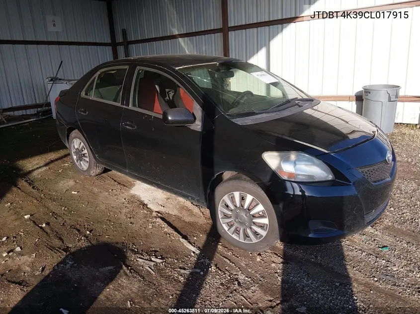 2012 Toyota Yaris VIN: JTDBT4K39CL017915 Lot: 45263811