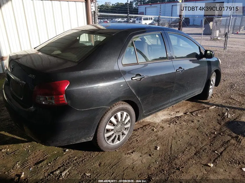 2012 Toyota Yaris VIN: JTDBT4K39CL017915 Lot: 45263811