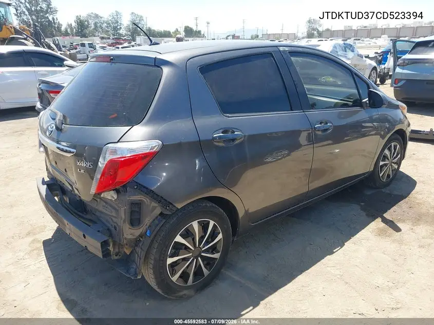 2012 Toyota Yaris Le VIN: JTDKTUD37CD523394 Lot: 45592583