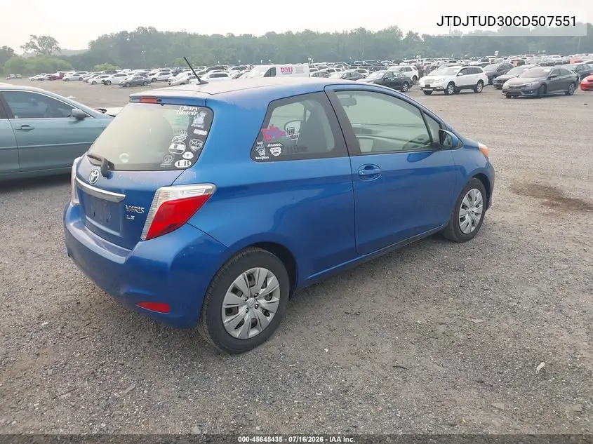 2012 Toyota Yaris Le VIN: JTDJTUD30CD507551 Lot: 45645435