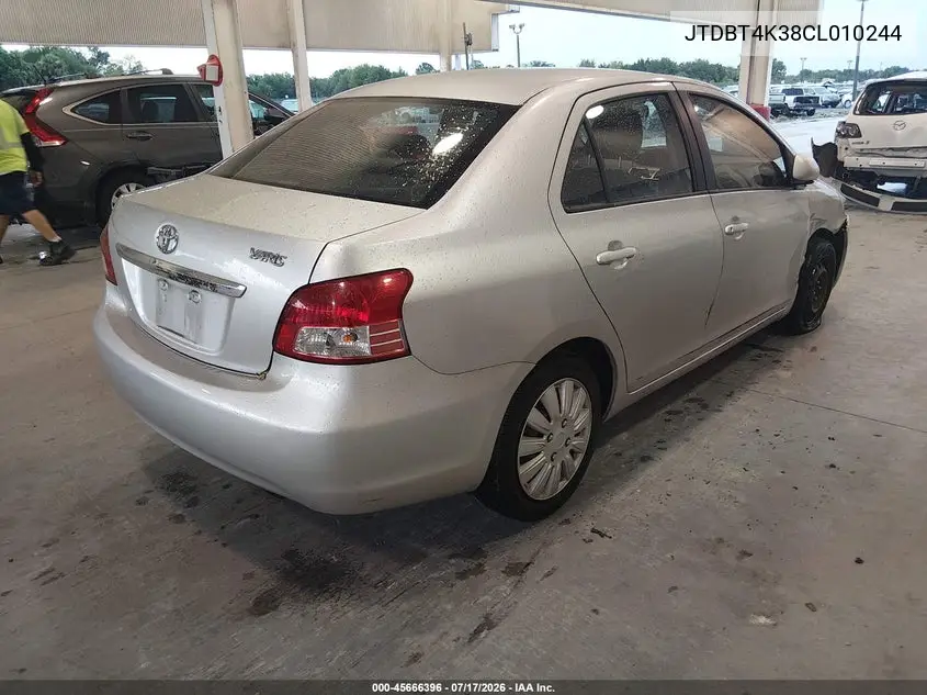 2012 Toyota Yaris VIN: JTDBT4K38CL010244 Lot: 45666396