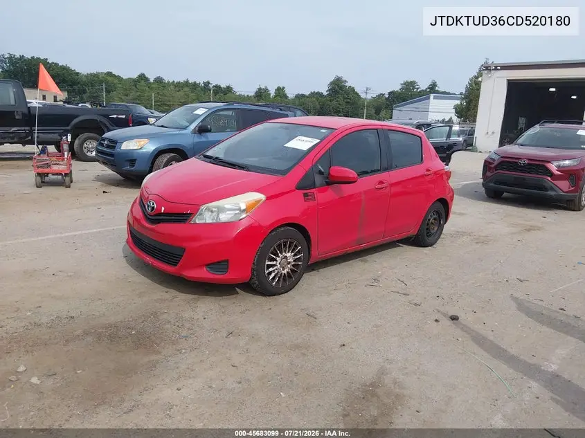 2012 Toyota Yaris Le VIN: JTDKTUD36CD520180 Lot: 45683099