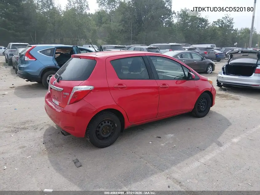 2012 Toyota Yaris Le VIN: JTDKTUD36CD520180 Lot: 45683099