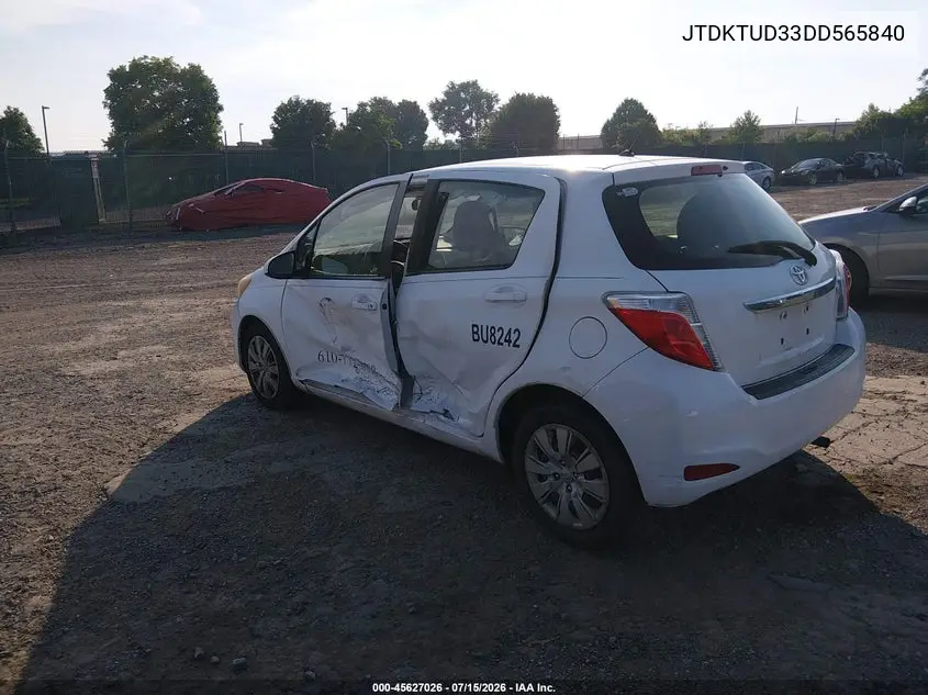 2013 Toyota Yaris Le VIN: JTDKTUD33DD565840 Lot: 45627026