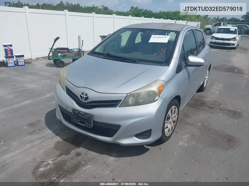 2014 Toyota Yaris Le (Tmc/Cbu Plant) VIN: JTDKTUD32ED579018 Lot: 45566921